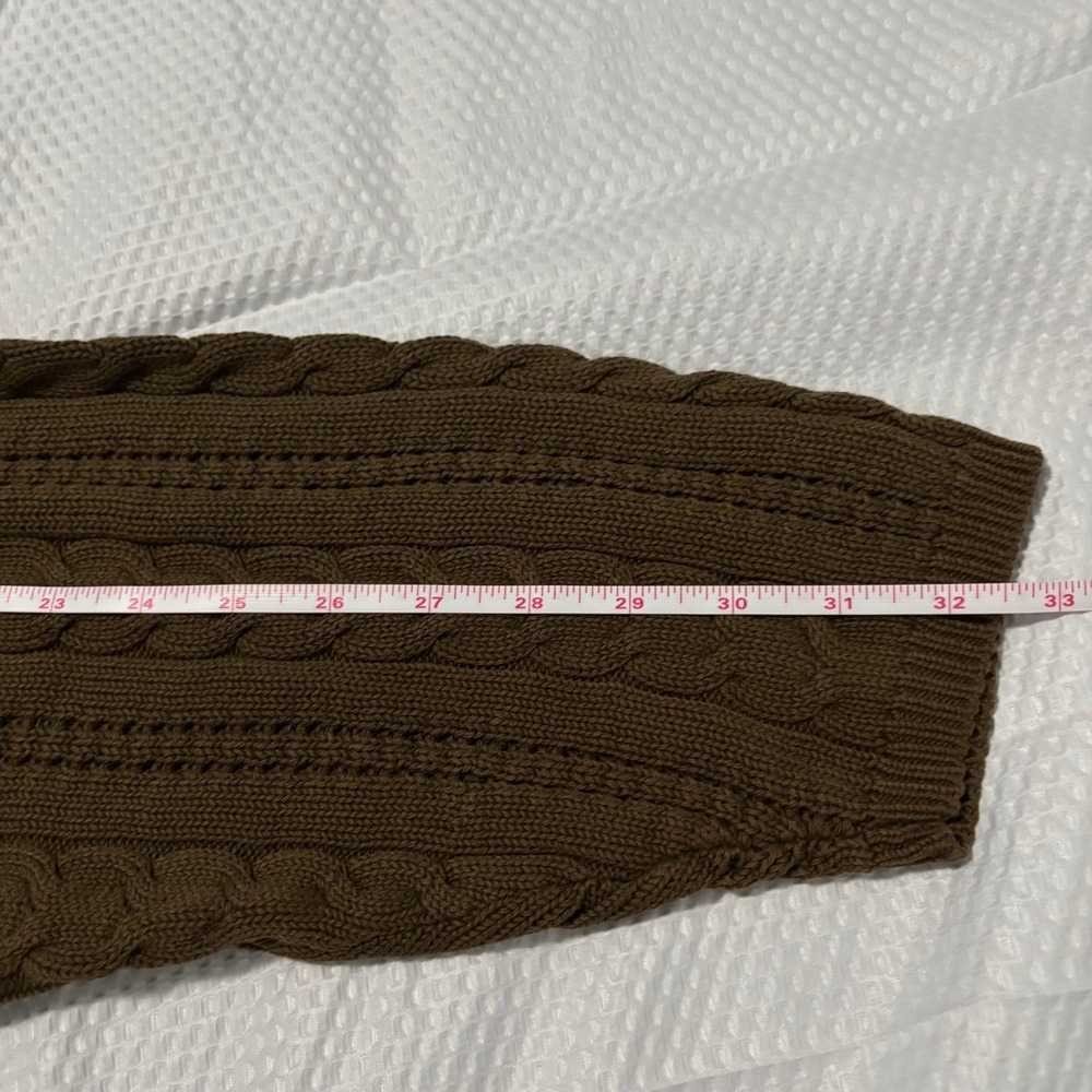 Vintage GAP Mens Cable Knit Sweater Brown Olive Crewneck 90s Relaxed Fit XL - Picture 10 of 10